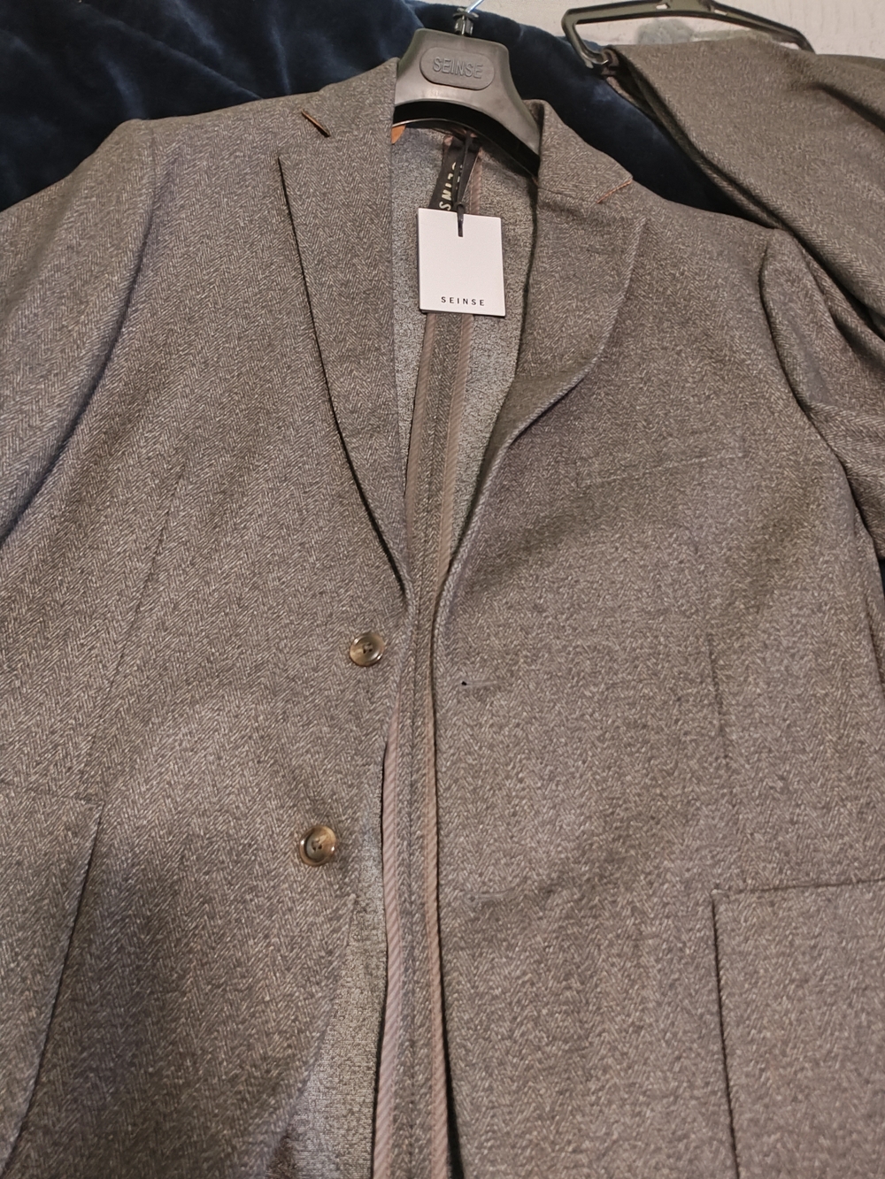 Men’s Seinse Gray Herringbone Suit Jacket - Tailored Blazer 44 US